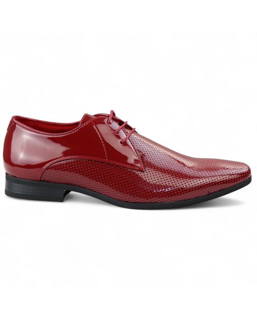 Infinity Leather Red Pointed Toe Formal Lace Up Perforated Shoes Faux Leather for men