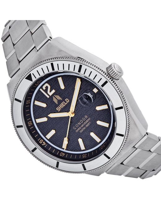 Shield White Condor Bracelet Watch W/Date for men