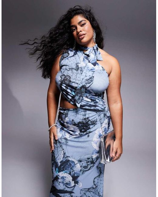 ASOS Blue Design Sleeveless High Neck Maxi Dress