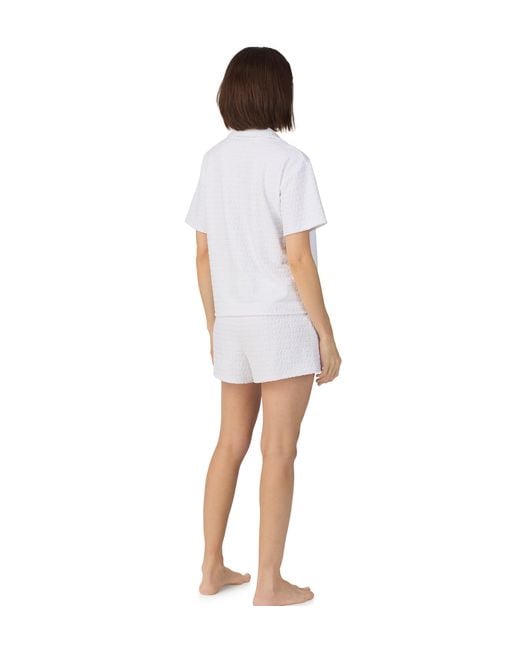 DKNY White Short Sleeve Notch Top And Boxer Sleep Set
