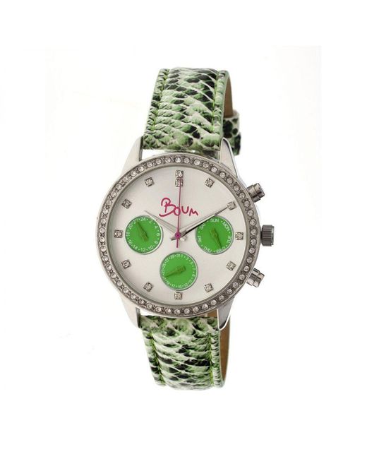 Boum Green Serpent Leather-Band Ladies Watch W/ Day/Date