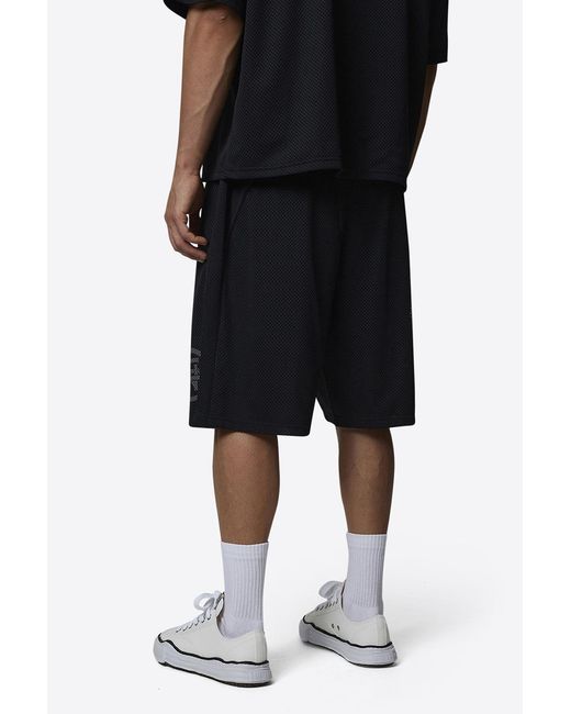 Good For Nothing Black Monogram Double Layered Mesh Jersey Shorts for men