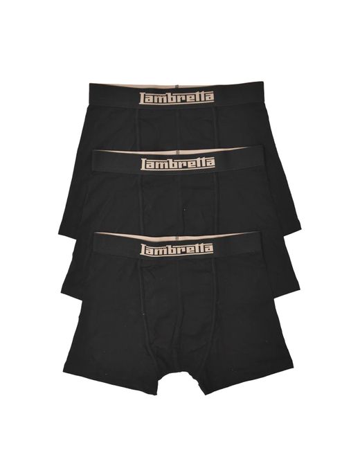 Lambretta Black Essential Boxer Shorts (Pack Of 3) for men