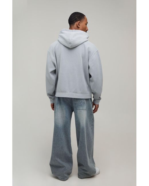 BoohooMAN Gray Oversized Boxy Limited Edition Washed Hoodie for men
