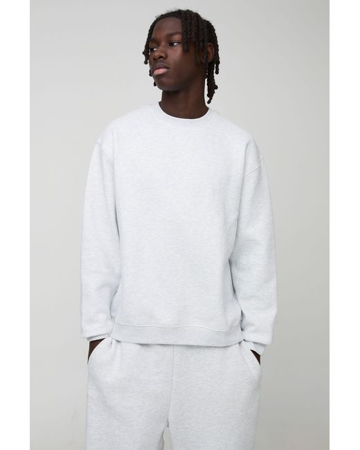 BoohooMAN Gray Basic Oversized Crew Neck Sweatshirt for men