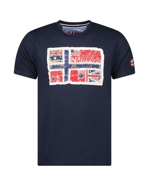 GEOGRAPHICAL NORWAY Blue Jpepe Short Sleeve T-Shirt for men