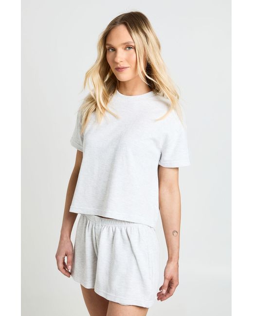Boohoo White Petite Waffle T-Shirt And Shorts Co-Ord