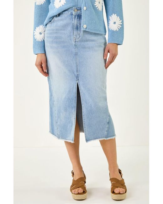Roman Blue Light Wash Midi Skirt
