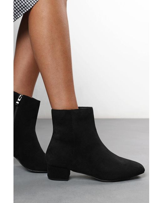 Where's That From Black Wheres 'Xanthe' Faux Suede Square Toe Ankle Boots With Low Block Heel