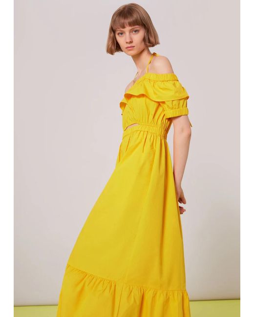 Whistles Yellow Serena Poplin Bardot Dress