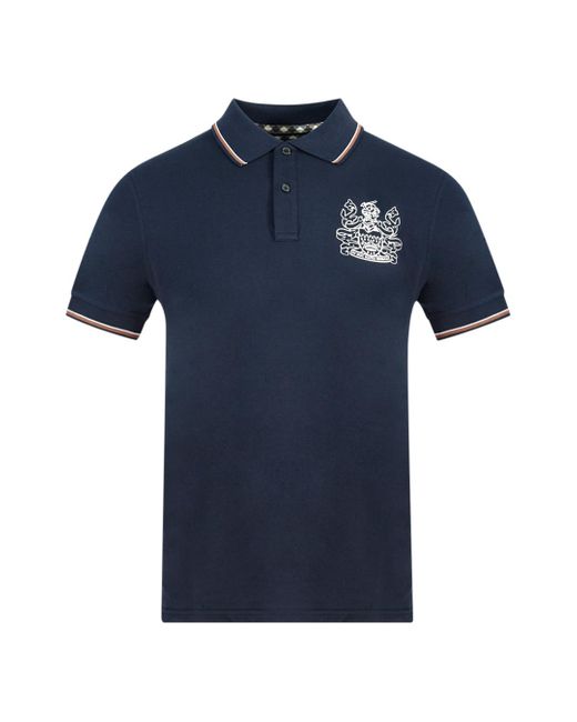 Aquascutum Blue Aldis Crest Polo Shirt Cotton for men