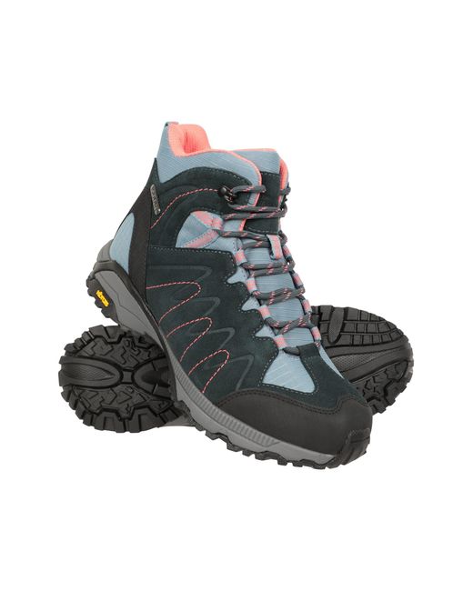Mountain Warehouse Black 'Extreme Rockies' Vibram Boots With Rubber Sole Waterproof Walking Shoes Leather