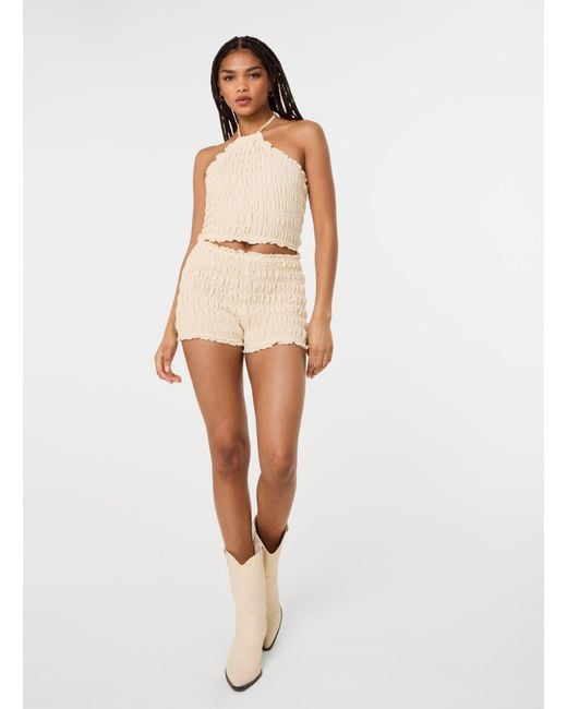 Pink Vanilla Brown Shirred Micro Shorts