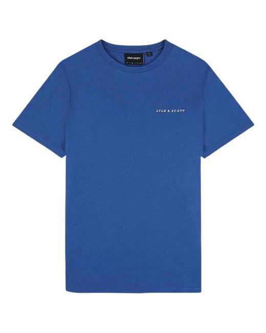 Lyle & Scott Blue Embroidered Logo Spring T-Shirt for men