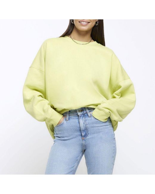 River Island Yellow Sweatshirt Lime Green Oversized Cotton