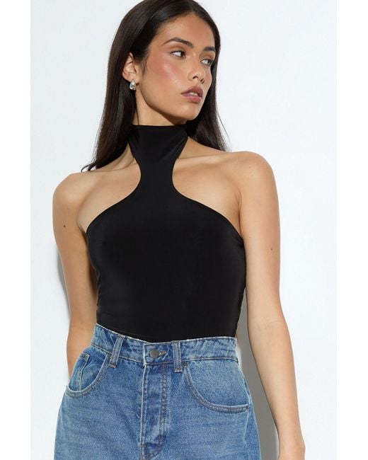 MissPap Black High Neck Cut Out Bodysuit