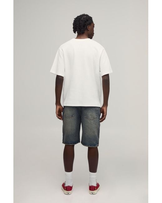 BoohooMAN Natural Relaxed Waffle Doodle Print Short Sleeve T-Shirt for men