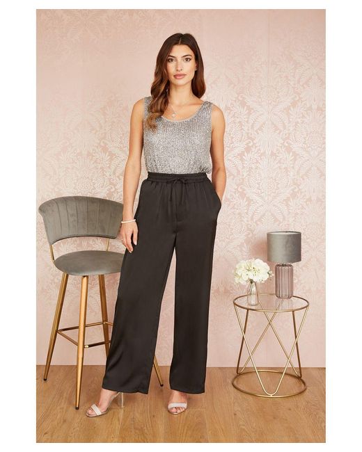 Yumi' Natural Satin Relaxed Trousers