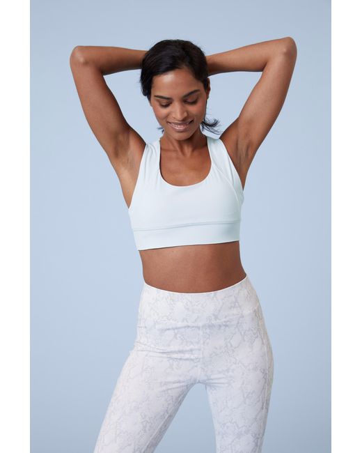 Mountain Warehouse Blue 'June' Mid Support Bra Lightweight Breathable Stretchy Crossover Back Polyamide