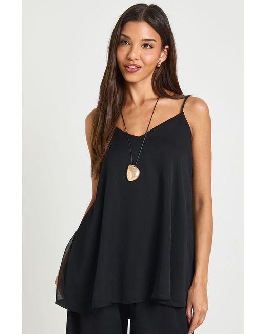 Boohoo Black Chiffon Volume Cami Top