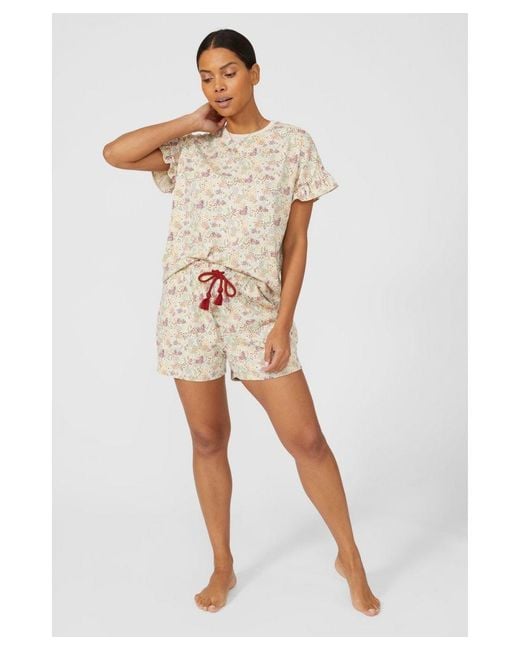 DEBENHAMS White Floral Autumn Short Sleeve T + Set