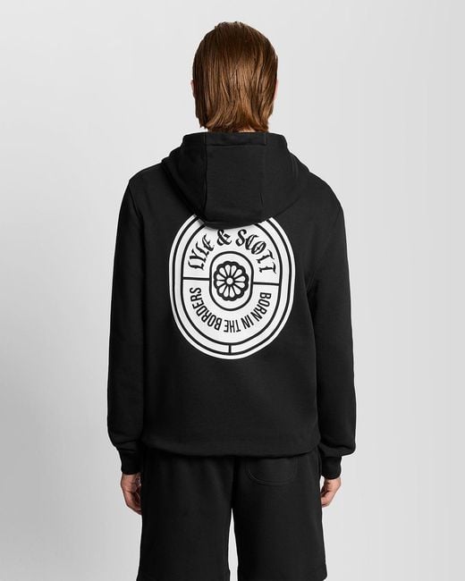Lyle & Scott Black Graphic Badge Cotton Hoodie for men