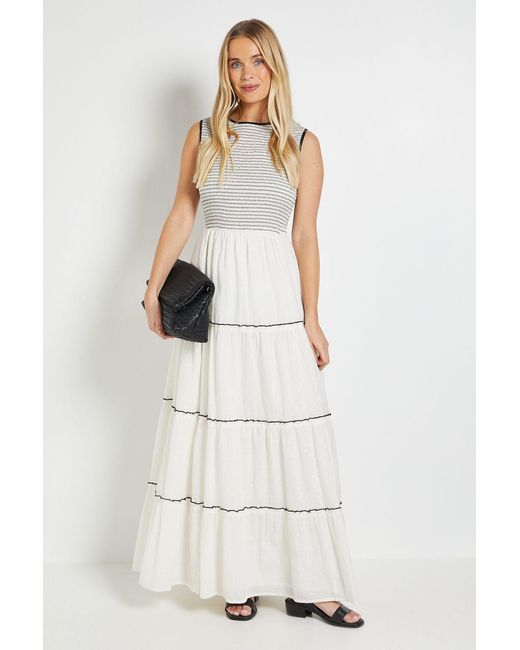 Wallis White Cotton Dobby Tiered Maxi Dress