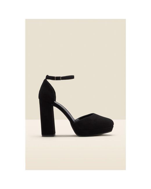 Sosandar Black Cici Suede Platform Block Heel