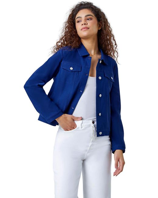 Roman Blue Summer Stretchy Jacket Denim Style