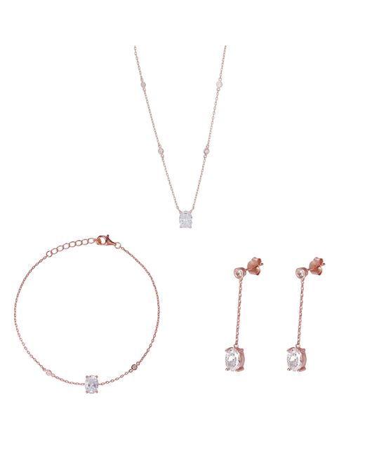 Orphelia Metallic 'Elodie' 925 Sterling Set: Chain + Bracelet + Earrings