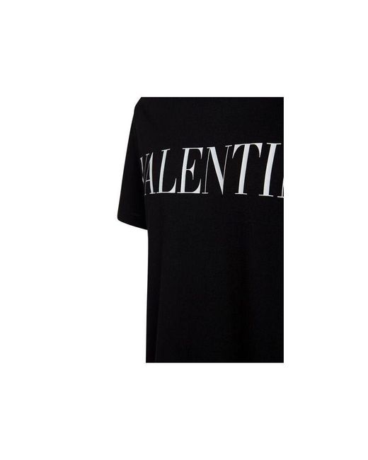 Valentino T-shirt Van Katoenjersey Met Zwarte Logoprint in het Black voor heren