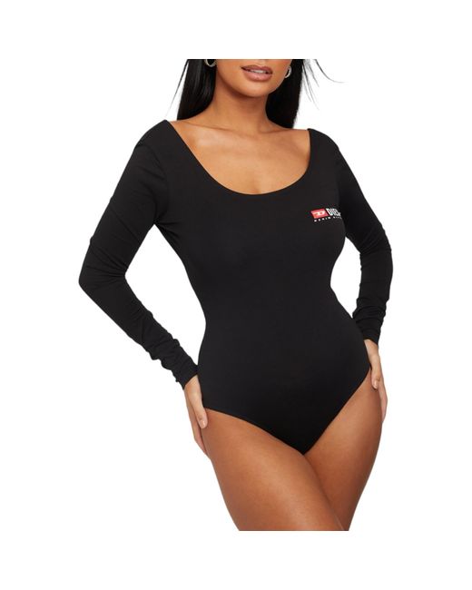 DIESEL Black Uftk-Body-Ls-Uw Bodysuits Stretchable Cotton One Piece Bodysuit