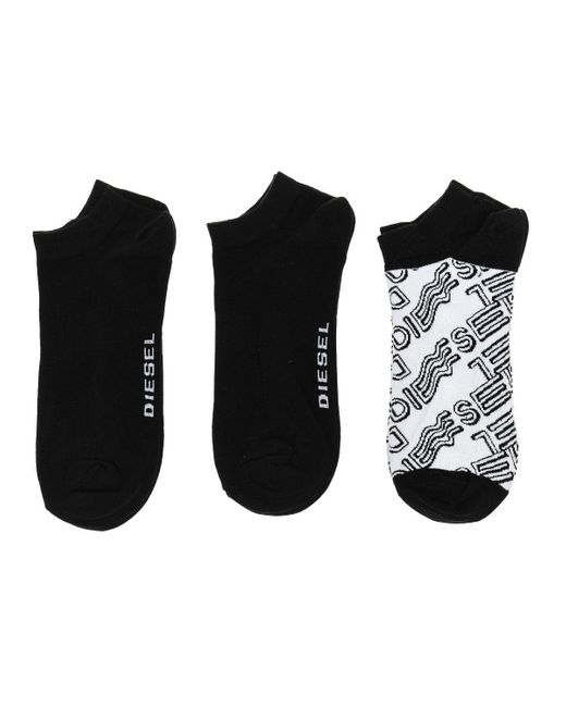 DIESEL Black Pack-3 Basic Cotton Ankle Socks 00Si8H-0Cdas for men