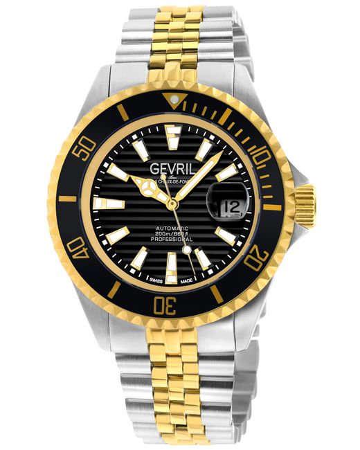 Gevril Metallic Chamber 42602 Swiss Made Automatic, Sellita Sw200 Two-Toned Stainless Steel Date Watch for men
