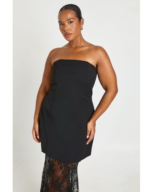 Boohoo Blue Plus Premium Structured Lace Maxi Dress