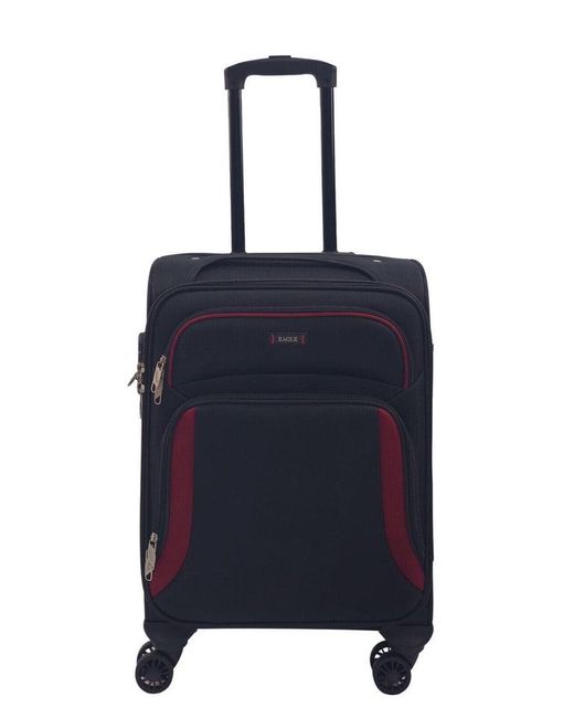 Infinity Leather Blue Soft Shell Cabin Suitcase 55 X 40 X 20 Cm Lightweight Luggage Suitable For Easyjet, Ryanair