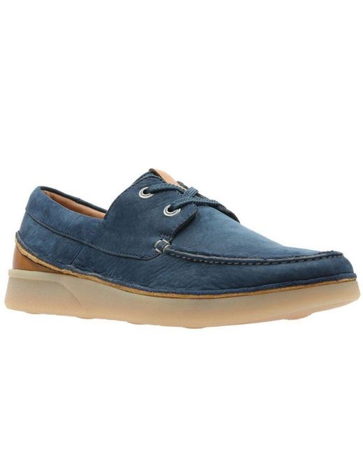 Clarks Blue Oakland Sun Shoes Leather for men