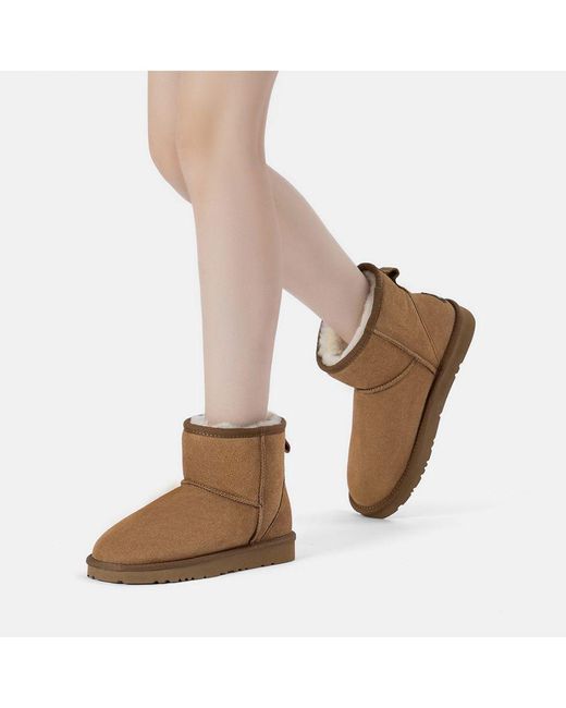 EverAu Australia Brown Ever Au Ostrich Leather Short Boots