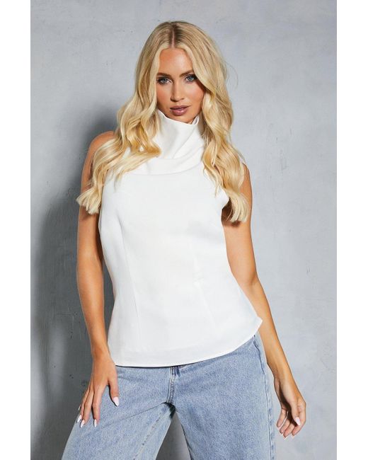 MissPap White Bow Detail Backless Top