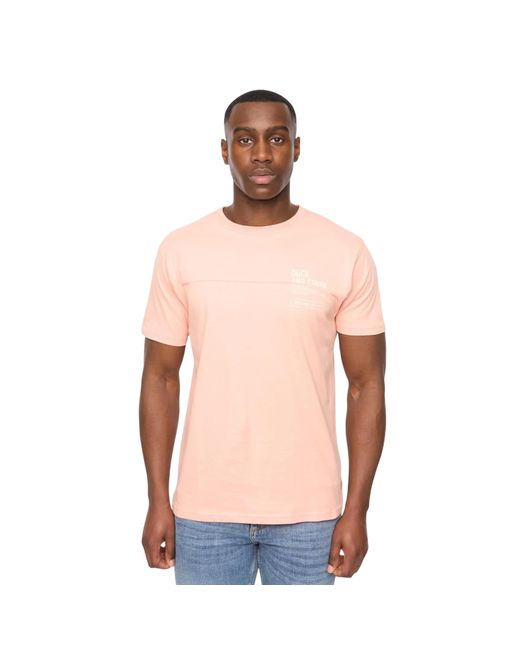 Duck and Cover Seamtext T-shirt (koraal) in het Pink voor heren