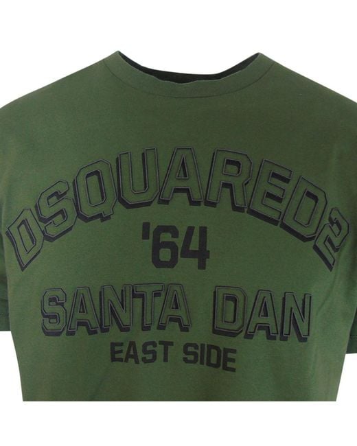 DSquared² Green Santa Dan 64 T-Shirt Cotton for men