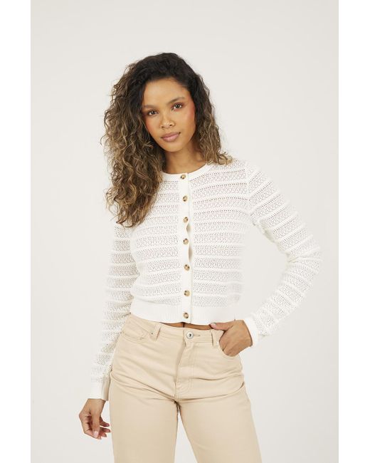 Brave Soul Natural Stitch Detail Crew Neck Cardigan