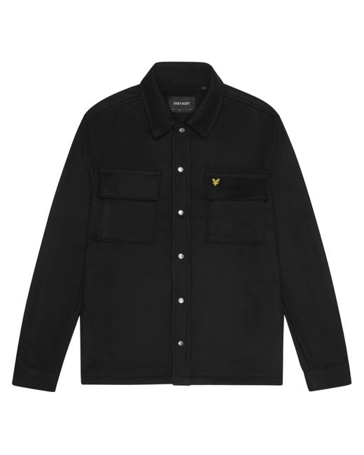 Lyle & Scott Black Plain Jet Overshirt Jacket for men