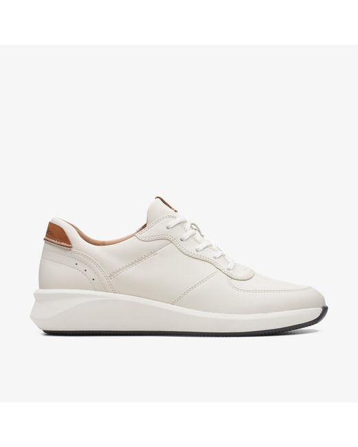 Clarks White Un Rio Sprint Combination Leather Trainers