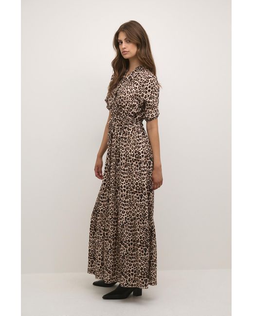Cream Jurk Loose Fit Animal in het Natural