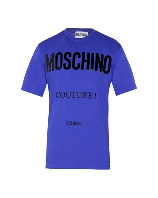 Moschino Blue Couture Gloss Logo T-Shirt Cotton for men