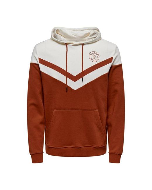 Only & Sons Brown Regular Fit Hoodie for men