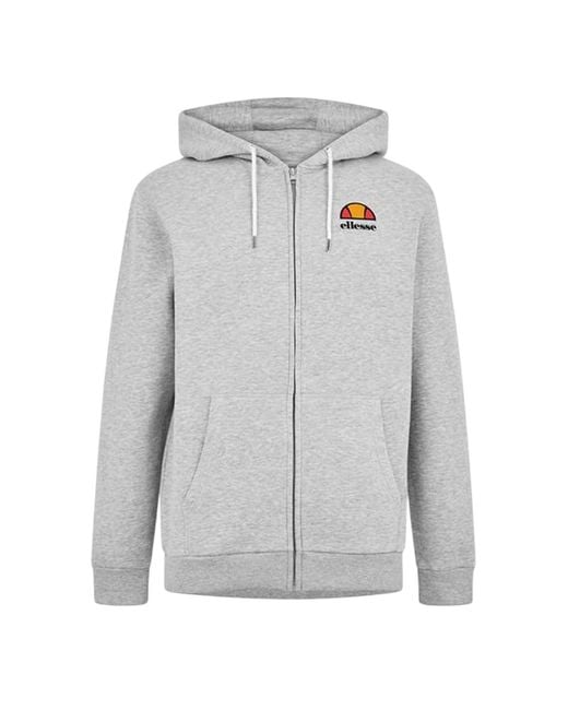 Ellesse Gray Plain Ribbed Regular Hoodie Melange) for men
