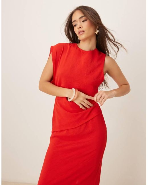 ASOS Red Asymmetric Twist Back Midi Dress