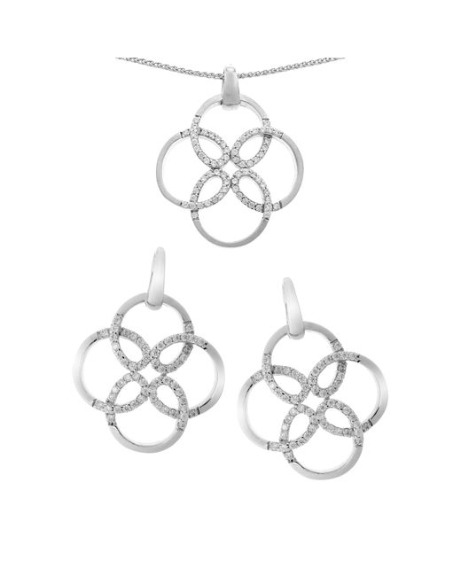 Orphelia Metallic 925 Sterling Set: Chain-Pendant + Earrings
